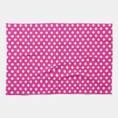 Niedliche rustikale weiße Polka Dots Rosa Retro Vi Geschirrtuch (Horizontal)
