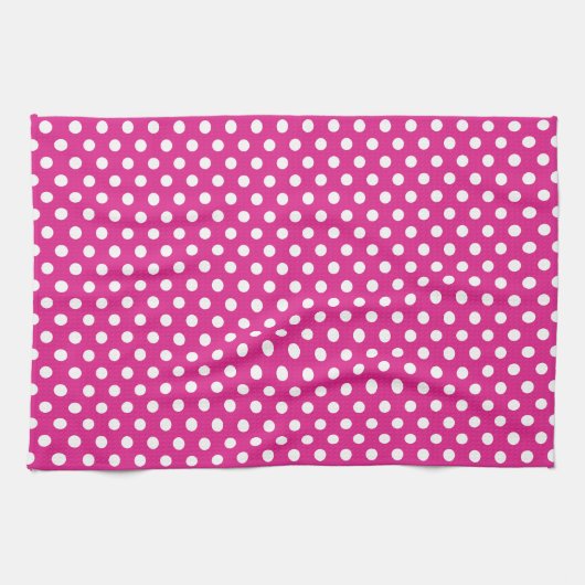 Niedliche rustikale weiße Polka Dots Rosa Retro Vi Geschirrtuch (Horizontal)