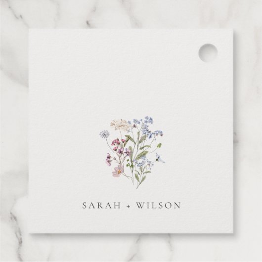 Niedliche Rustikale Wiesenblumenzeremonie Foto Hoc Geschenkanhänger (Rückseite)