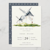 Niedliche Rustikale Windmühle Thema Save the Date Dankeskarte (Vorne/Hinten)