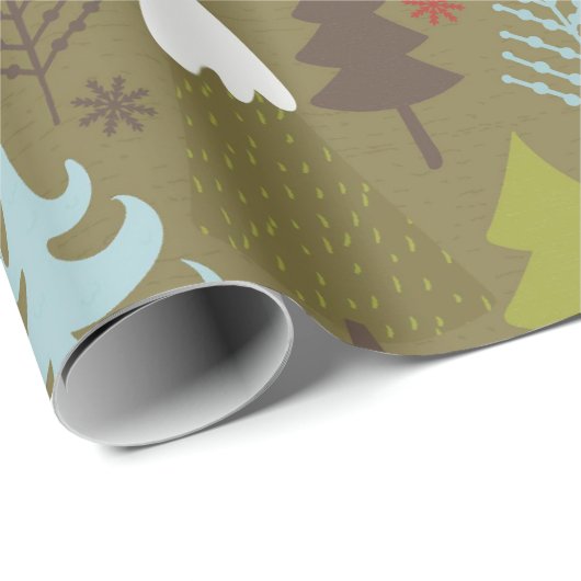 Niedliche rustikale Winterbaumen Weihnachten Geschenkpapier (Rolleneckpunkt)