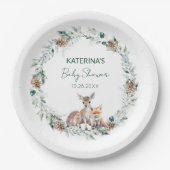 Niedliche rustikale Winterwaldlandtiere Kinderdusc Pappteller (Vorderseite)