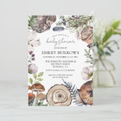 Niedliche rustikale Woodland Animals Kinderdusche Einladung (Stehend Vorderseite)