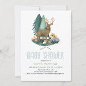 Niedliche rustikale Woodland Animals Kinderdusche Einladung (Vorderseite)