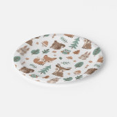 Niedliche rustikale Woodlands Tiere Muster Kinderd Pappteller (Schrägansicht)