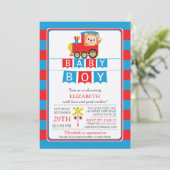 Niedliche Safari Affen Baby Dusche Einladung (Stehend Vorderseite)