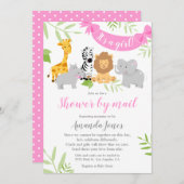 Niedliche Safari Animals Baby Dusche Mädchen Einla Einladung (Vorne/Hinten)