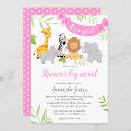 Niedliche Safari Animals Baby Dusche Mädchen Einla Einladung