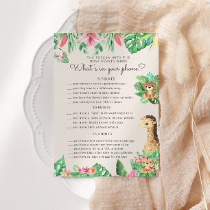 Niedliche Safari Animals Baby Dusche Telefonkarte Einladung