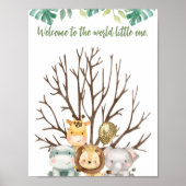 Niedliche Safari Animals Baby Shower Fingerprint Z Poster (Vorne)