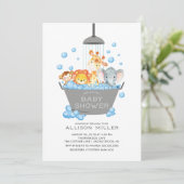 Niedliche Safari Animals Shower Baby Einladung (Stehend Vorderseite)