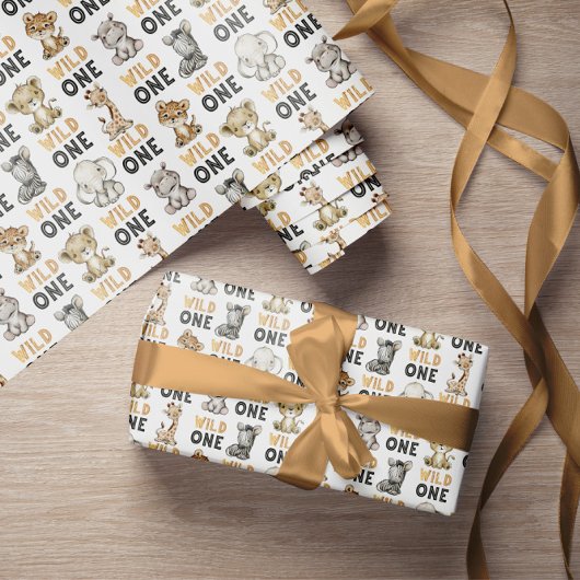 Niedliche Safari Animals Wild One Geschenkpapier