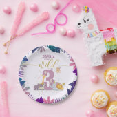 Niedliche Safari Animals Young Wild & 3 Girl Gebur Pappteller (Party)