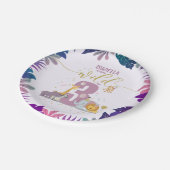 Niedliche Safari Animals Young Wild & 3 Girl Gebur Pappteller (Schrägansicht)