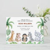 Niedliche Safari Babydusche Einladung (Stehend Vorderseite)