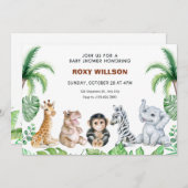 Niedliche Safari Babydusche Einladung (Vorne/Hinten)