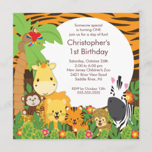 Niedliche Safari-Dschungel-Geburtstags-Party Einladung