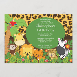 Niedliche Safari-Dschungel-Geburtstags-Party Einladung