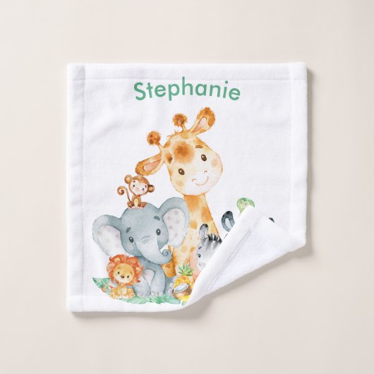 Niedliche Safari-Dschungeltiere Badhandtuch Set (Waschlappen)