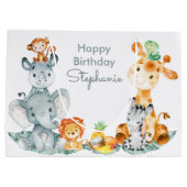 Niedliche Safari-Dschungeltiere Große Geschenktüte (Rückseite)