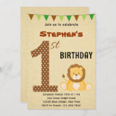 Niedliche Safari-erste Geburtstags-Einladung Einladung (Vorne/Hinten)