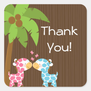 Niedliche Safari-Giraffen-mehrfache Quadratischer Aufkleber