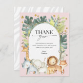 Niedliche Safari-Girl-Dusche in Rosa Dankeskarte (Vorne/Hinten)