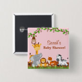 Niedliche Safari Jungle Animal Girl Babydusche Button (Vorne & Hinten)