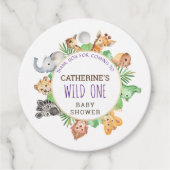 Niedliche Safari Jungle Boys Babydusche Geschenkanhänger (Vorderseite)