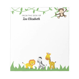 Niedliche Safari-Jungle-Tiere vom Schreibtisch aus Notizblock
