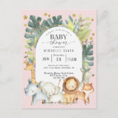 Niedliche Safari-Jungtiere moderne Dusche Einladungspostkarte (Vorderseite)