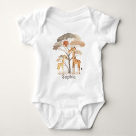 Niedliche Safari mit Giraffen-Neutral Baby Strampler