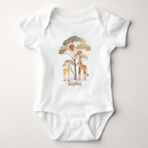 Niedliche Safari mit Giraffen-Neutral Baby Strampler