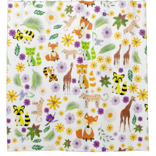 Niedliche Safari-Muster-Giraffen Duschvorhang