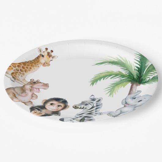 Niedliche Safari Pappteller (Schrägansicht)