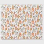 Niedliche Safari Party Tiere Geschenkpapier (Flach)