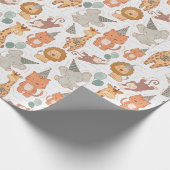 Niedliche Safari Party Tiere Geschenkpapier (Ecke)