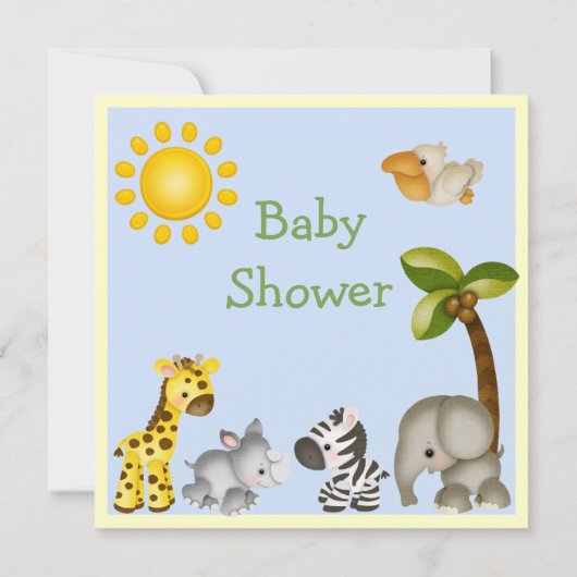Niedliche Safari-Tier-Baby-Dusche Einladung (Rückseite)