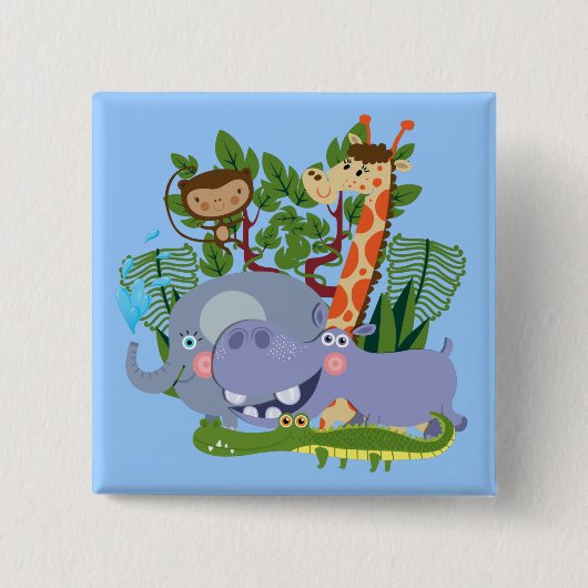 Niedliche Safari-Tiere Button (Vorderseite)