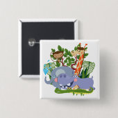 Niedliche Safari-Tiere Button (Vorne & Hinten)