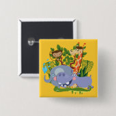 Niedliche Safari-Tiere Button (Vorne & Hinten)