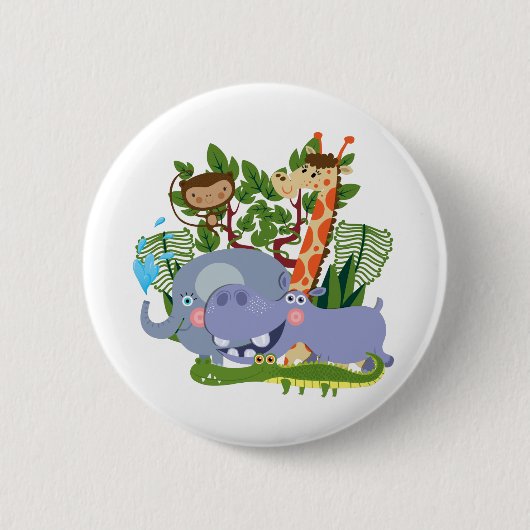 Niedliche Safari-Tiere Button (Vorderseite)