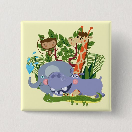 Niedliche Safari-Tiere Button (Vorderseite)