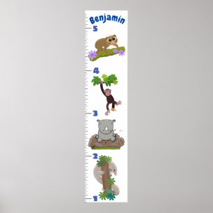 Niedliche Safari-Tiere Cartoon-Wachstumstabelle Poster
