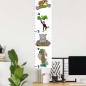 Niedliche Safari-Tiere Cartoon-Wachstumstabelle Poster (Heimbüro)