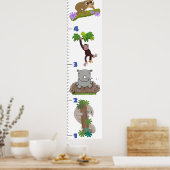 Niedliche Safari-Tiere Cartoon-Wachstumstabelle Poster (Küche)
