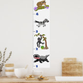 Niedliche Safari-Tiere Cartoon-Wachstumstabelle Poster (Küche)