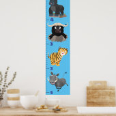 Niedliche Safari-Tiere Cartoon-Wachstumstabelle Poster (Küche)