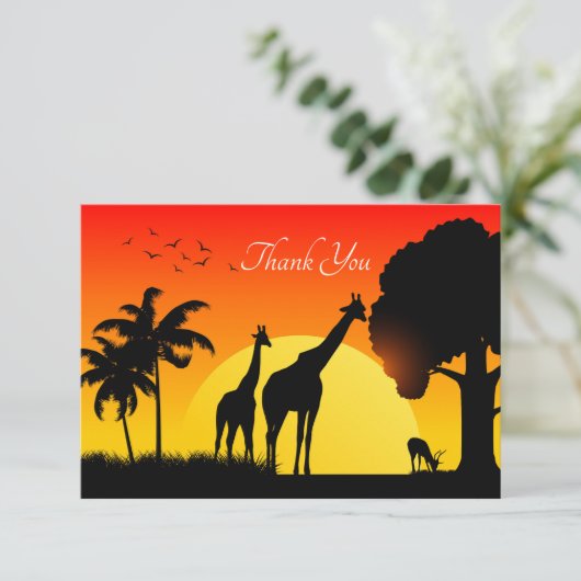 niedliche Safari-Tiere fügen Text hinzu Dankeskarte (Stehend Vorderseite)