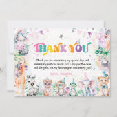 Niedliche Safari-Tiere Geburtstagsparty Danke Kart (Vorderseite)